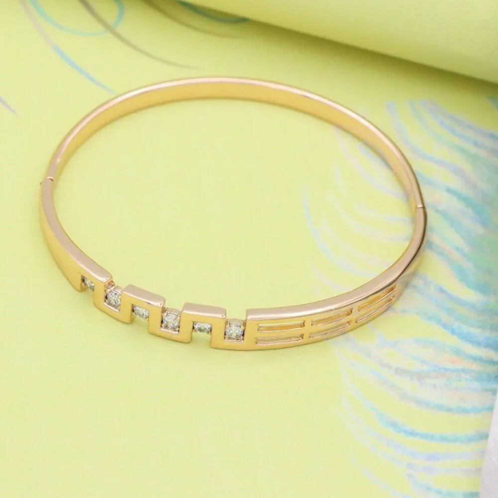 Rose Gold Geometric CZ Bangle Contemporary Style, XPBL0532